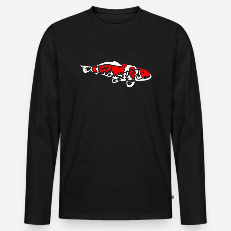 Karpfen - Männer Premium Bio Langarmshirt - Schwarz