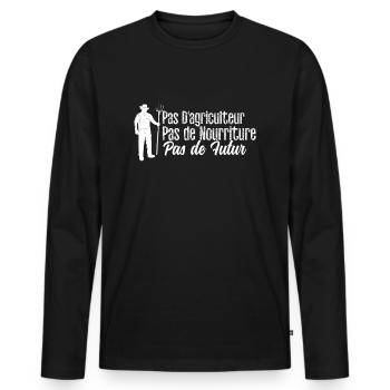 pas d'agriculteur pas de nourriture pas de futur - T-shirt manches longues Premium bio Homme - noir - Devant - Nico (187cm)