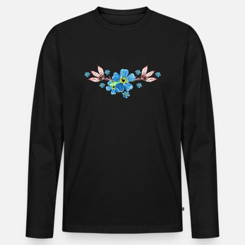 Blumen - Männer Premium Bio Langarmshirt - Schwarz