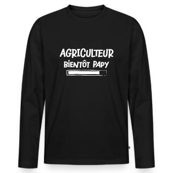 Agriculteur bientôt papy papi agriculture - T-shirt manches longues Premium bio Homme - noir - Devant - Nico (187cm)