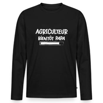 Agriculteur futur papa fête des pères agriculture - T-shirt manches longues Premium bio Homme - noir - Devant - Nico (187cm)