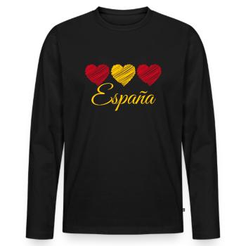 Fanartikel Spanien Euro Nationalmannschaft Espana - Männer Premium Bio Langarmshirt - Schwarz - Vorne - Nico (187cm)