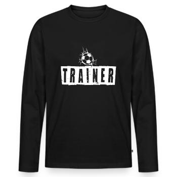 Trainer Fußball Fußballtrainer - Männer Premium Bio Langarmshirt - Schwarz - Vorne - Nico (187cm)