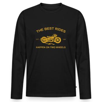Oldtimer Motor Bike Motorrad - Männer Premium Bio Langarmshirt - Schwarz - Vorne - Nico (187cm)