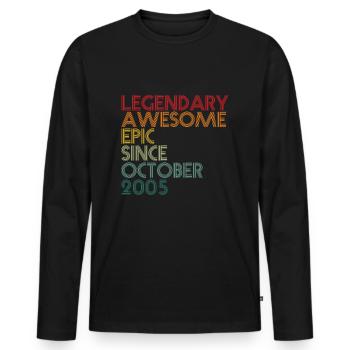 16 ans 16ème anniversaire Octobre 2005 Génial - T-shirt manches longues Premium bio Homme - noir - Devant - Nico (187cm)