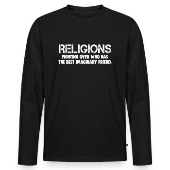 Religions Fighting Over The Best Imaginary Friend - Men's Premium Organic Long Sleeve Shirt - black - Front - Nico (187cm)