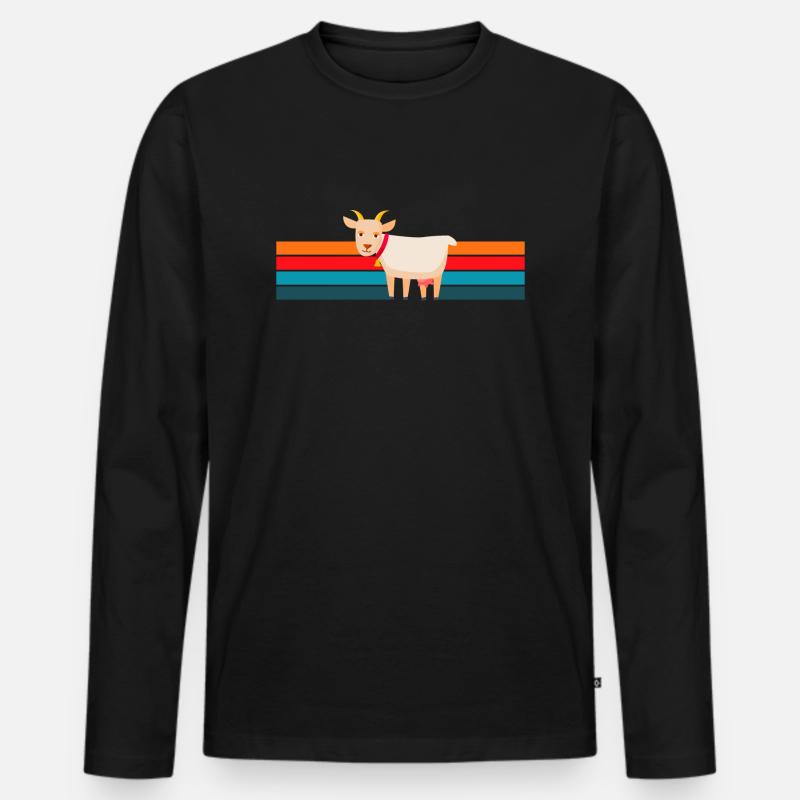 Retro Ziegen - Männer Premium Bio Langarmshirt - Schwarz