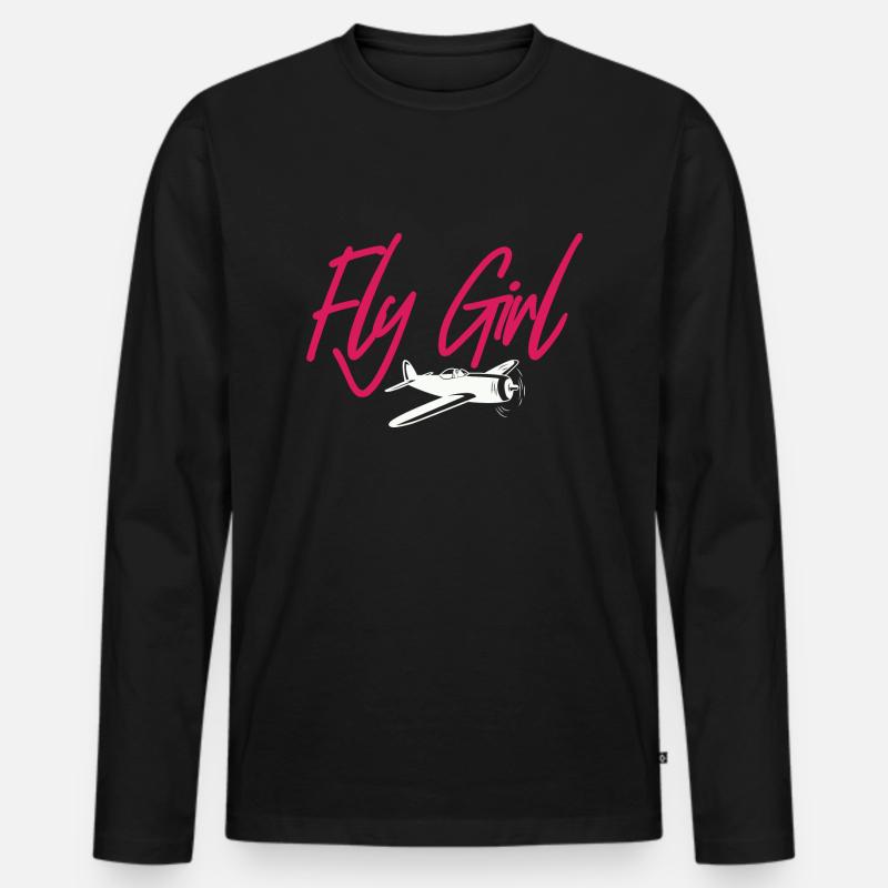 Fly Girl Aviation Pilot - Männer Premium Bio Langarmshirt - Schwarz