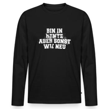 Bin in Rente aber sonst wie NEU - Männer Premium Bio Langarmshirt - Schwarz - Vorne - Nico (187cm)