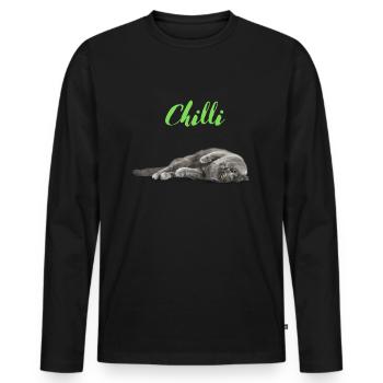Chilli - Männer Premium Bio Langarmshirt - Schwarz - Vorne - Nico (187cm)