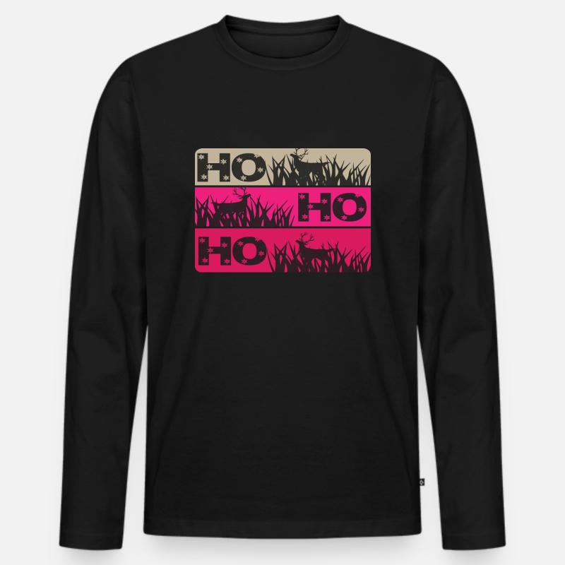 Ho Ho Ho - Männer Premium Bio Langarmshirt - Schwarz