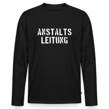 Anstaltsleitung - Alte Schrift - Anstalt - Leitung - Männer Premium Bio Langarmshirt - Schwarz - Vorne - Nico (187cm)