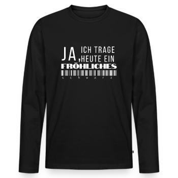 fröhliches schwarz - Männer Premium Bio Langarmshirt - Schwarz - Vorne - Nico (187cm)