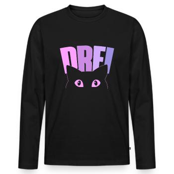 3rd Birthday Girl 3 Year Old Kitten Cat - Men's Premium Organic Long Sleeve Shirt - black - Front - Nico (187cm)