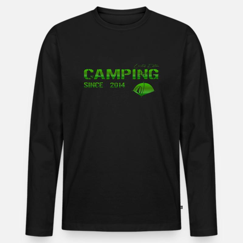 Camping 2014 Geschenk - Männer Premium Bio Langarmshirt - Schwarz