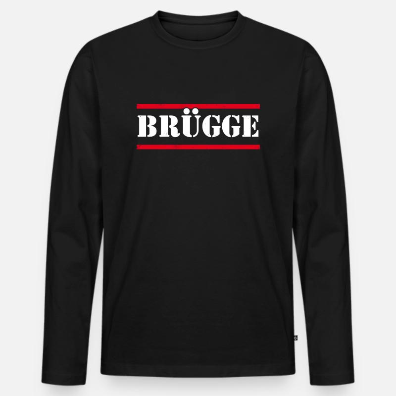 Brügge - Männer Premium Bio Langarmshirt - Schwarz