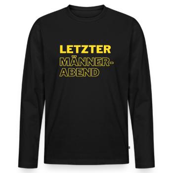 Letzter Männerabend gelb - Männer Premium Bio Langarmshirt - Schwarz - Vorne - Nico (187cm)