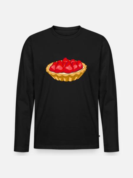 Erdbeer-Tarte - Männer Premium Bio Langarmshirt - Schwarz