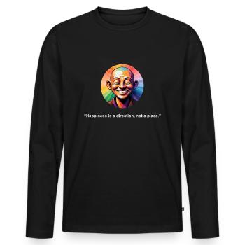 Happiness is a Direction | Zen Quote - Men's Premium Organic Long Sleeve Shirt - black - Front - Nico (187cm)