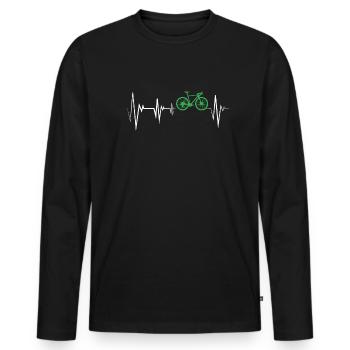 Bicycle Heartbeat Pulse Cycling Road Bike - Men's Premium Organic Long Sleeve Shirt - black - Front - Nico (187cm)
