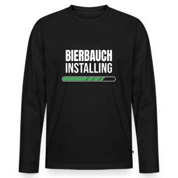 Bierbauch Installing - Loading Bar - Männer Premium Bio Langarmshirt - Schwarz - Vorne - Nico (187cm)