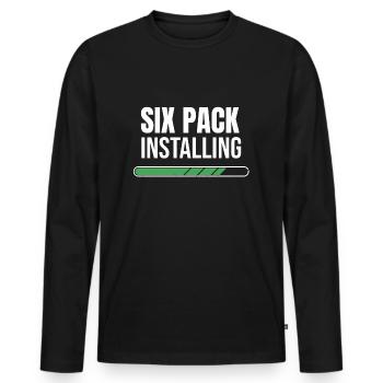 Six Pack Installing - Loading Bar - Muskeln - Männer Premium Bio Langarmshirt - Schwarz - Vorne - Nico (187cm)