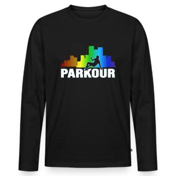 freerunning parkour walljump - Männer Premium Bio Langarmshirt - Schwarz - Vorne - Nico (187cm)