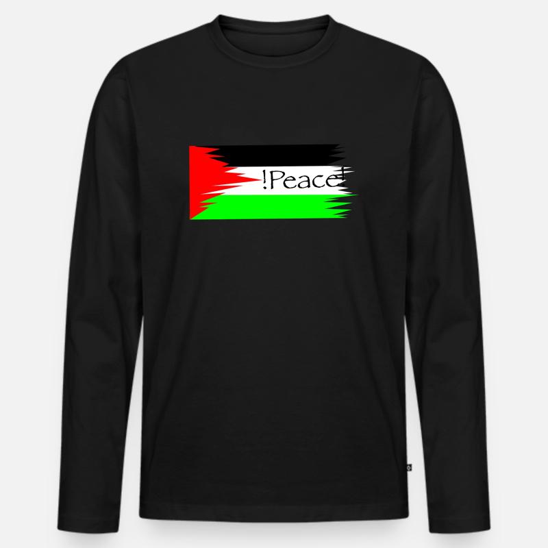 Palestine Peace - Männer Premium Bio Langarmshirt - Schwarz
