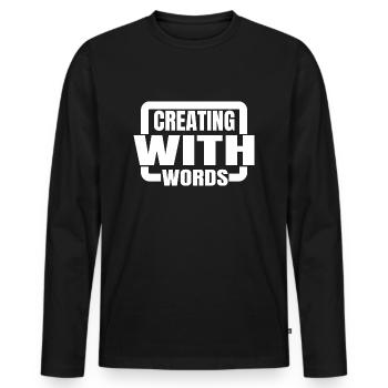 Citation Favoriser la créativité Bday Fiction Writing - T-shirt manches longues Premium bio Homme - noir - Devant - Nico (187cm)