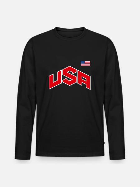 TEAM USA - Men's Premium Organic Long Sleeve Shirt - black