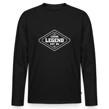 Living Legend - Est. 89 - 1989 - Lebende Legende - Men's Premium Organic Long Sleeve Shirt - black - Front - Nico (187cm)