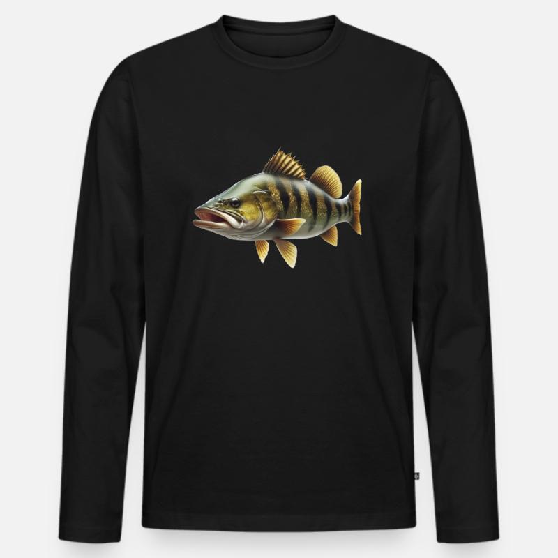 Barsch angeln Stachelritter - Männer Premium Bio Langarmshirt - Schwarz