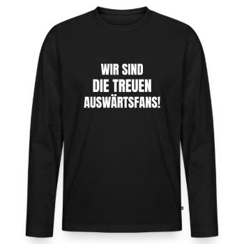 Wir sind die treuen Auswärtsfans! - Männer Premium Bio Langarmshirt - Schwarz - Vorne - Nico (187cm)