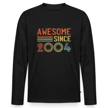 Génial depuis 2004" - Rétro Vintage 21e anniversaire - T-shirt manches longues Premium bio Homme - noir - Devant - Nico (187cm)