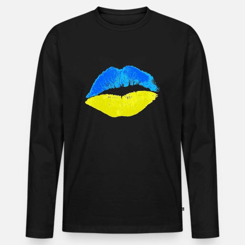 Kuss (Ukraine) - Männer Premium Bio Langarmshirt - Schwarz