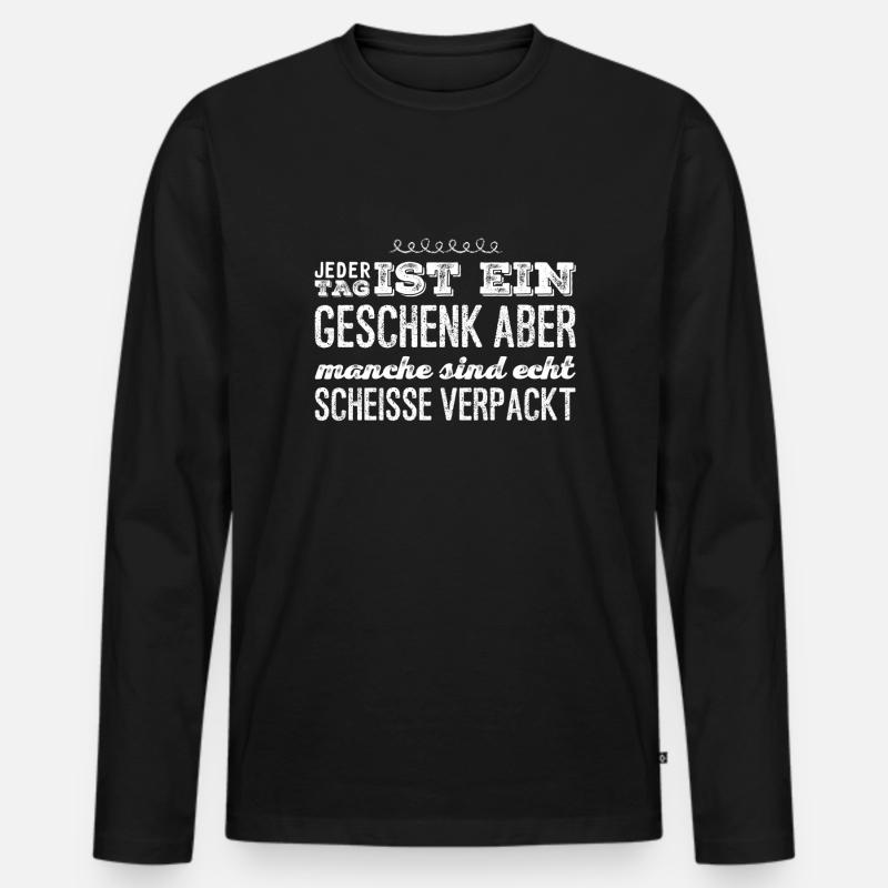 lustiger Spruch - Männer Premium Bio Langarmshirt - Schwarz