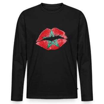 Kiss (Maroc / Maroc) - T-shirt manches longues Premium bio Homme - noir - Devant - Nico (187cm)
