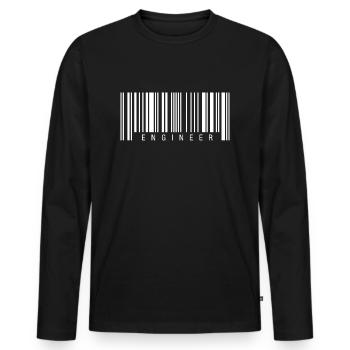 Engineer Barcode - Men's Premium Organic Long Sleeve Shirt - black - Front - Nico (187cm)