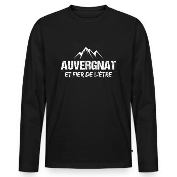 Auvergnat cadeau auvergne montagne humour - T-shirt manches longues Premium bio Homme - noir - Devant - Nico (187cm)