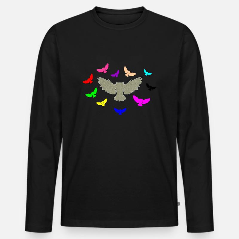 Eule - Männer Premium Bio Langarmshirt - Schwarz