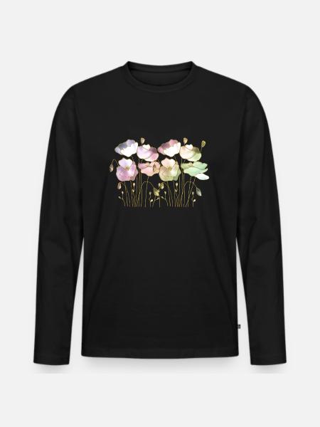 Fleur - T-shirt manches longues Premium bio Homme - noir