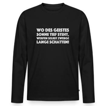 Wo des geistes Sonne tief steht | lustige Sprüche - Männer Premium Bio Langarmshirt - Schwarz - Vorne - Nico (187cm)