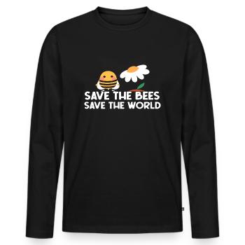 Save the Bees Save the World - Men's Premium Organic Long Sleeve Shirt - black - Front - Nico (187cm)