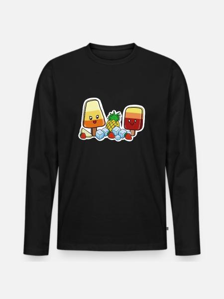 Kawaii-Eis am Stil - Männer Premium Bio Langarmshirt - Schwarz