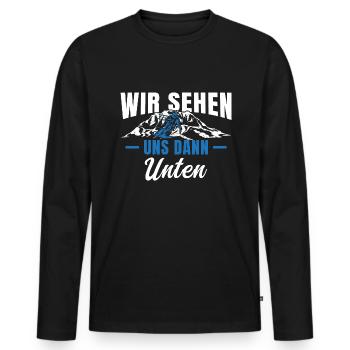 Skifahrer Skifoan Wir sehen uns dann unten - Männer Premium Bio Langarmshirt - Schwarz - Vorne - Nico (187cm)
