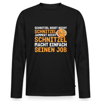 Schnitzel redet nicht Schnitzel jammert nicht - Männer Premium Bio Langarmshirt - Schwarz - Vorne - Nico (187cm)