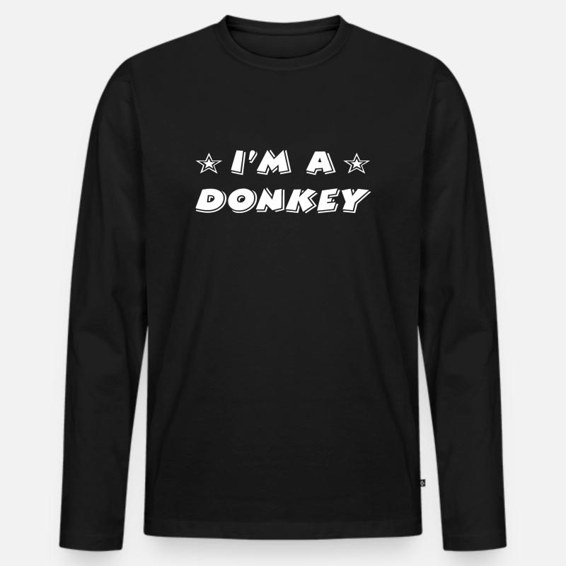 Esel - Männer Premium Bio Langarmshirt - Schwarz