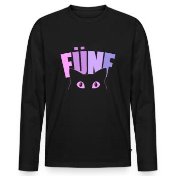 5th birthday girl 5 years old kitten cat - Men's Premium Organic Long Sleeve Shirt - black - Front - Nico (187cm)