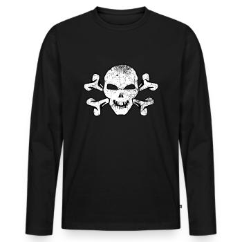 Cracked Skull And Crossbones - Men's Premium Organic Long Sleeve Shirt - black - Front - Nico (187cm)