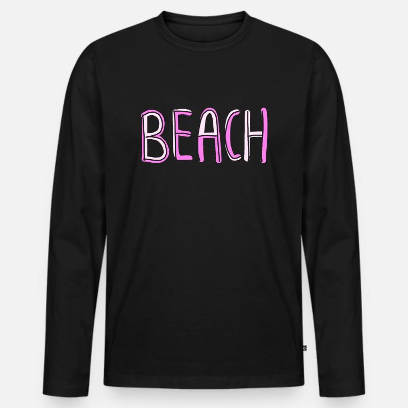 Beach 14 - Männer Premium Bio Langarmshirt - Schwarz